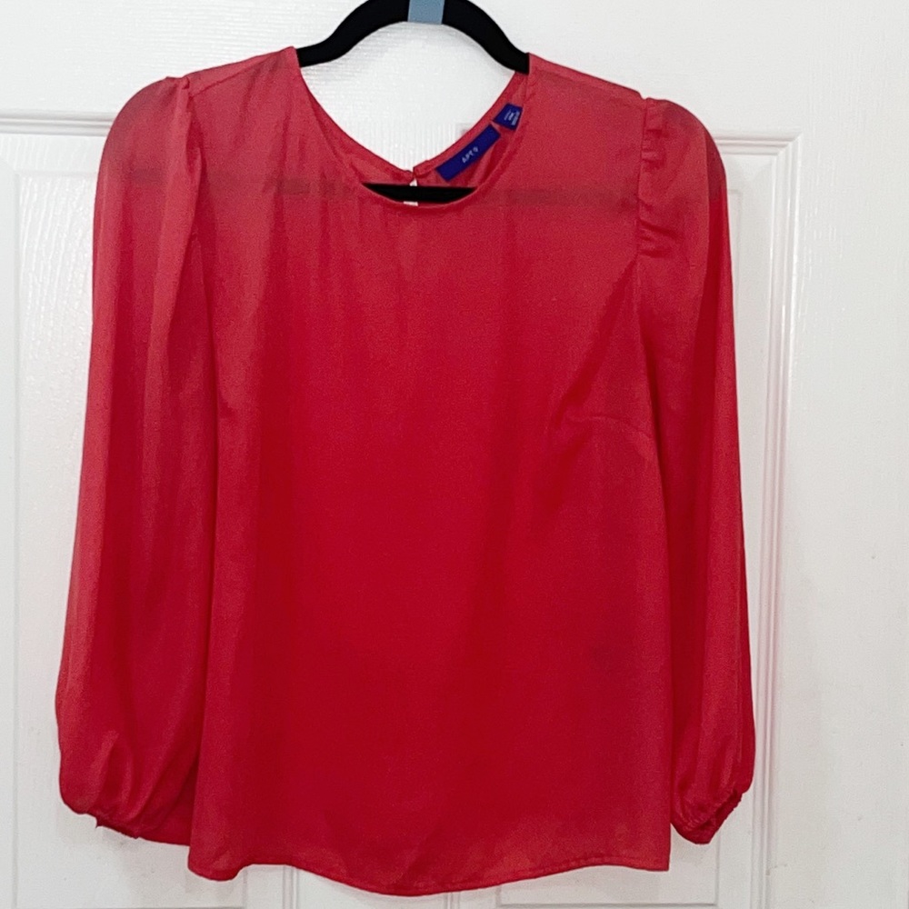 Apt.9 tangerine orange long sleeve blouse size Medium Petite